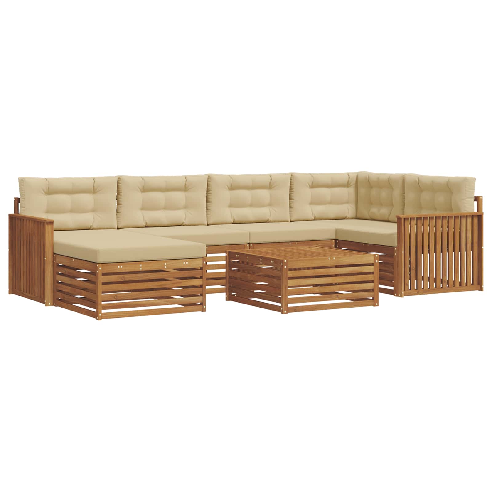 Set di divani da esterno con cuscino 7 pcs Naturale e Beige | homemem39
