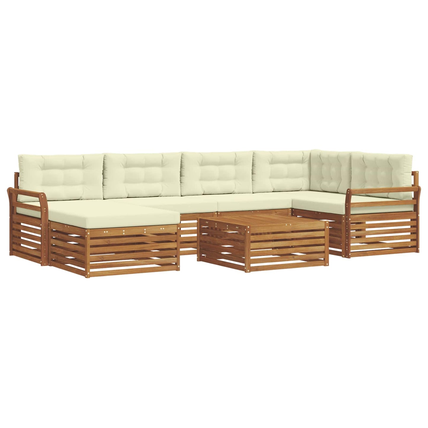 Set di divani da esterno con cuscino 7 pcs Naturale e Crema