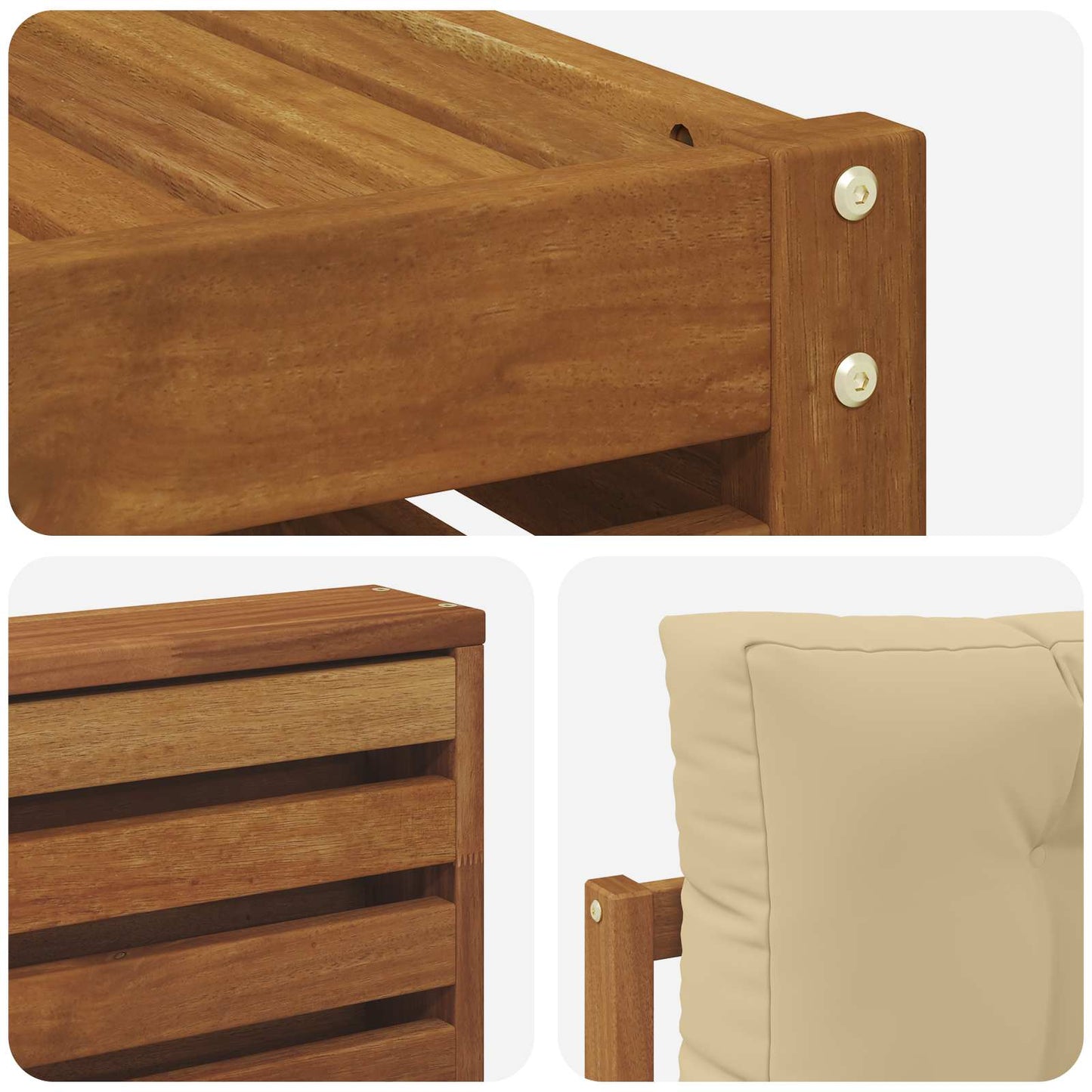Set di divani da esterno con cuscino 7 pcs Naturale e Beige | homemem39