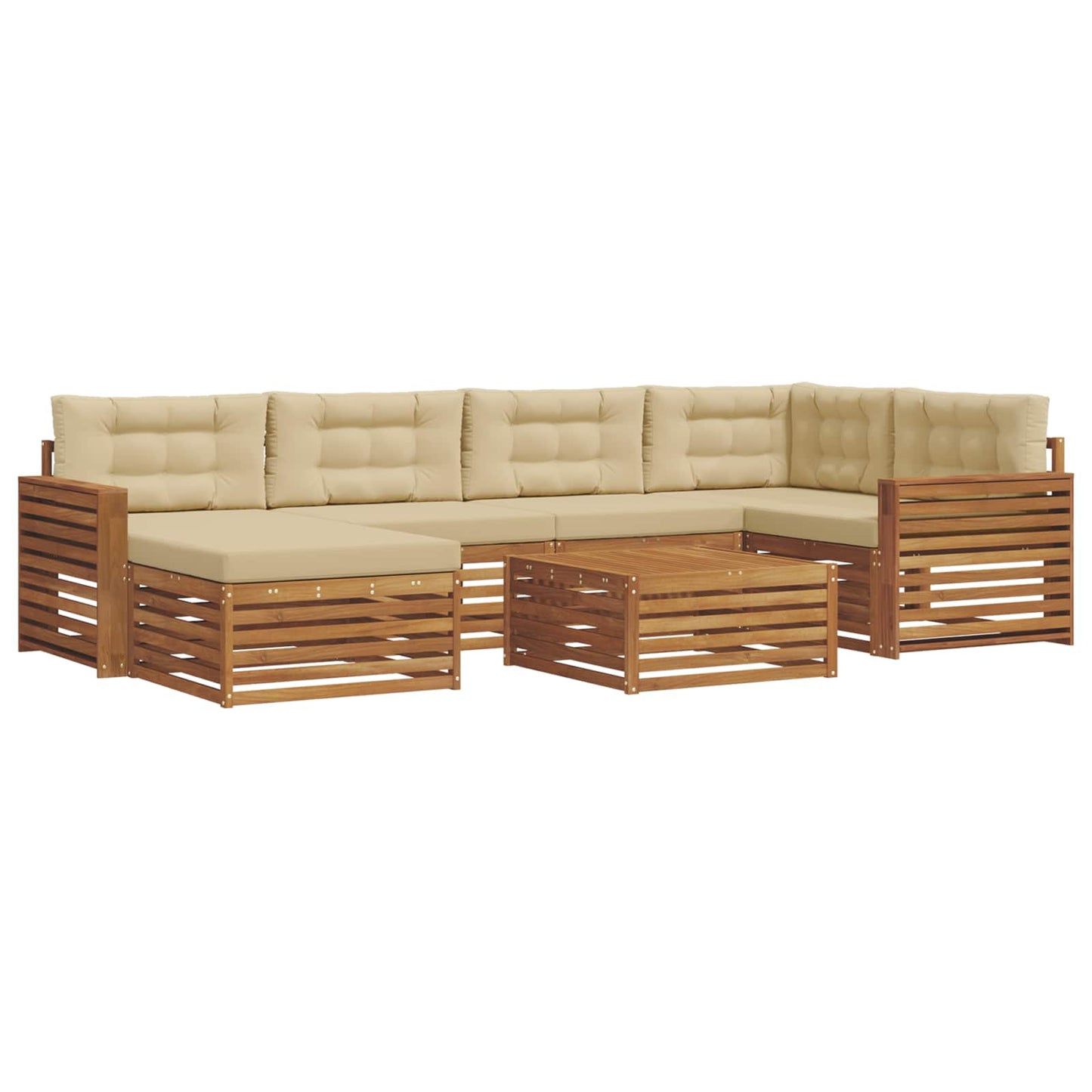 Set di divani da esterno con cuscino 7 pcs Naturale e Beige
