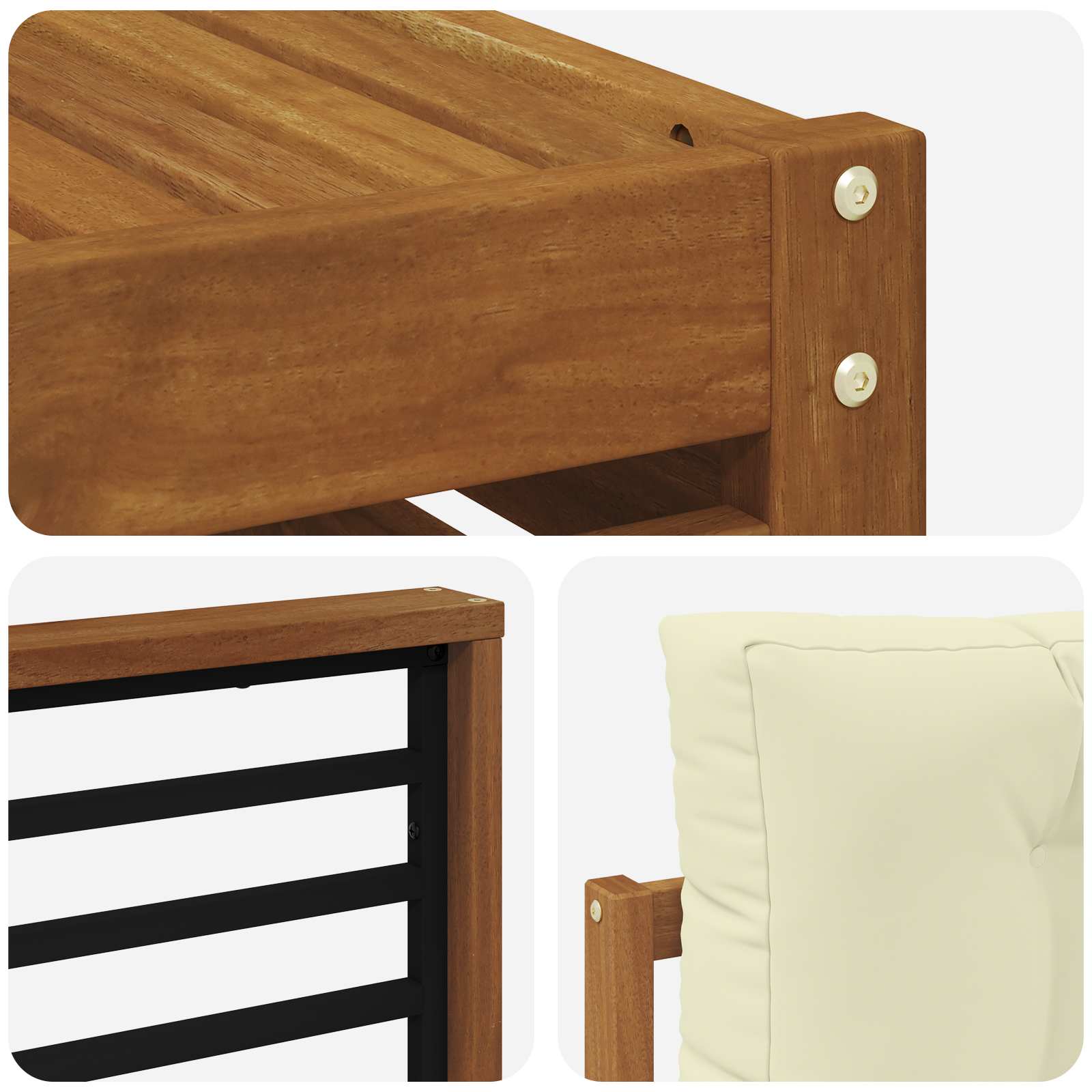 Set di divani da esterno con cuscino 7 pcs Naturale e Crema | homemem39