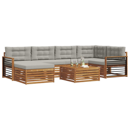 Set di divani da esterno 7 pcs Grigio Naturale e Chiaro | homemem39