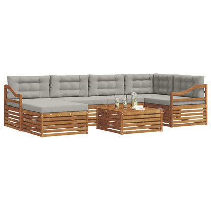 Set di divani da esterno 7 pcs Grigio Naturale e Chiaro | homemem39