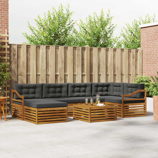Set di divani da esterno con cuscino 7 pcs Naturale e Antracite