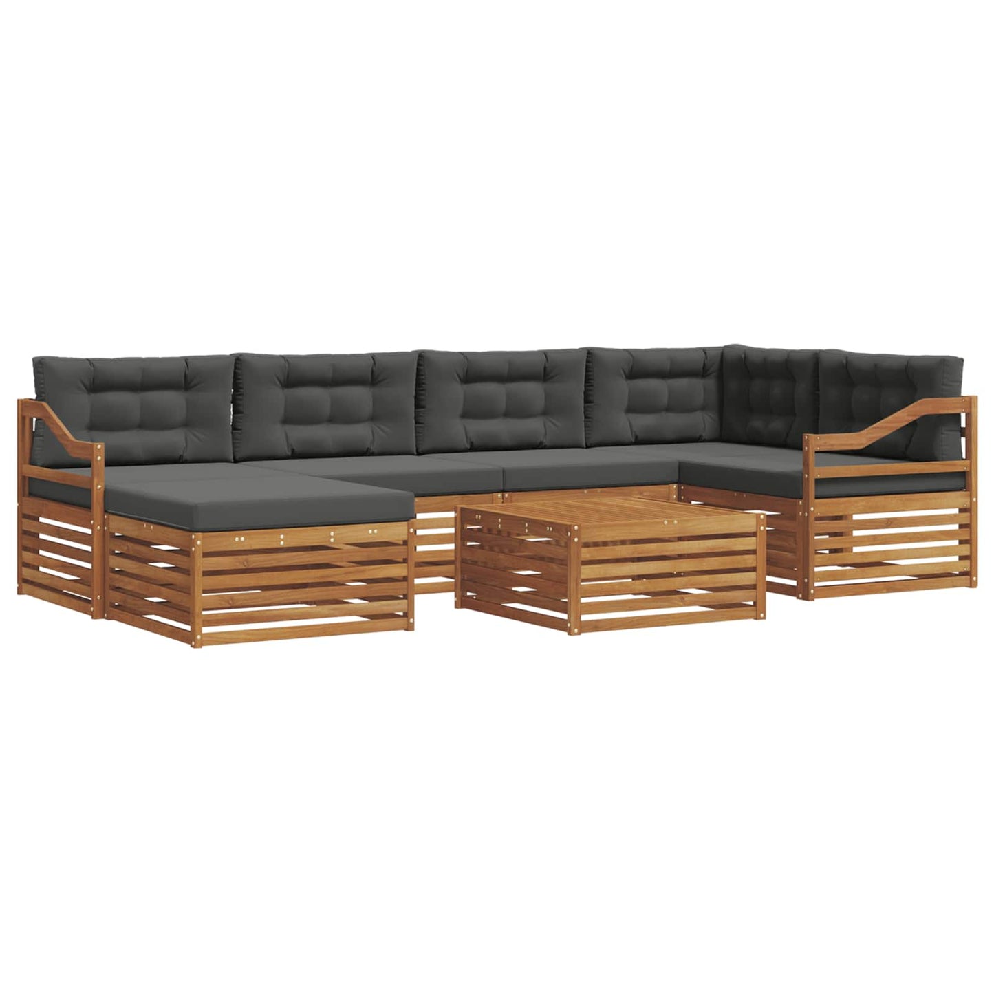 Set di divani da esterno con cuscino 7 pcs Naturale e Antracite