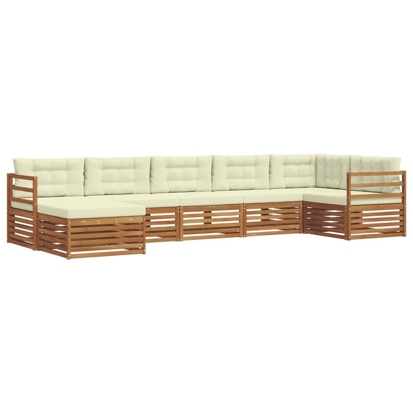 Set di divani da esterno con cuscino 7 pcs Naturale e Crema | homemem39