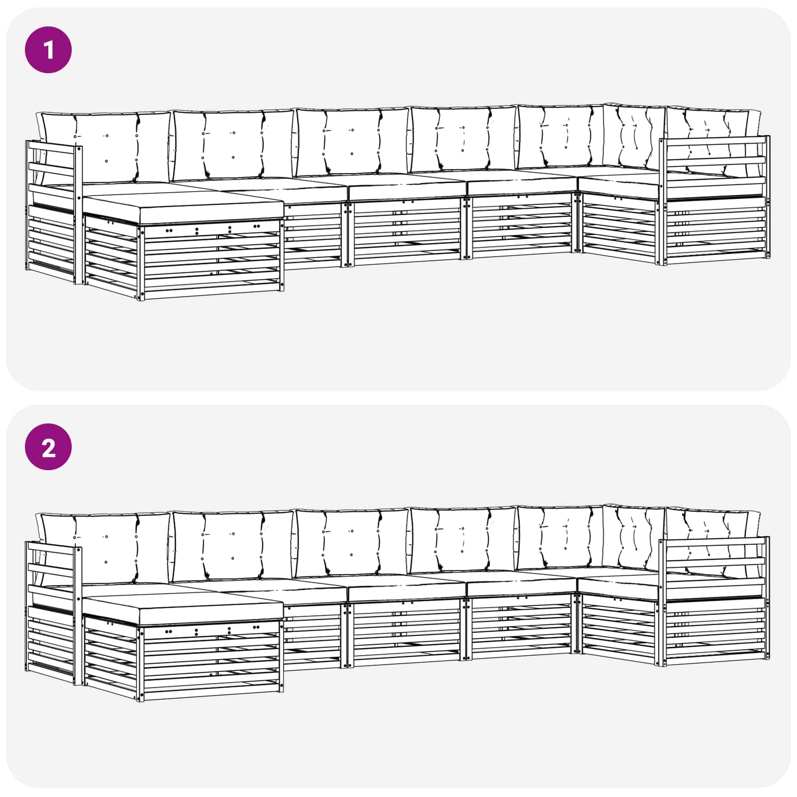 Set di divani da esterno con cuscino 7 pcs Naturale e Antracite | homemem39