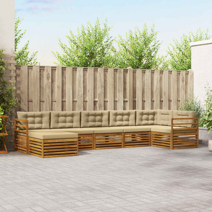 Set di divani da esterno con cuscino 7 pcs Naturale e Beige | homemem39