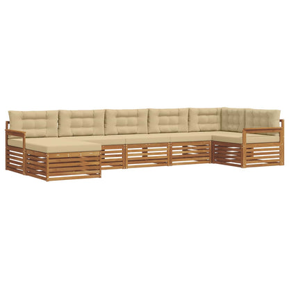 Set di divani da esterno 7 pz Naturale e Beige