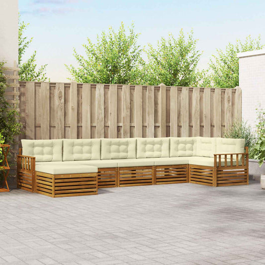 Set di divani da esterno con cuscino 7 pcs Naturale e Crema | homemem39