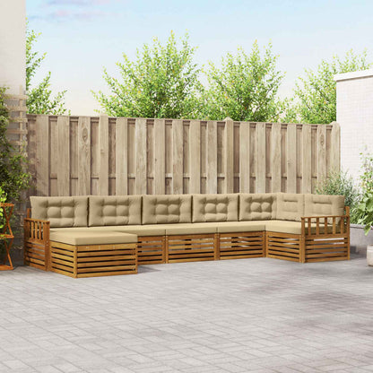 Set di divani da esterno con cuscino 7 pcs Naturale e Beige | homemem39