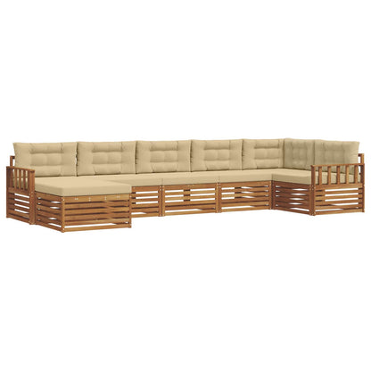 Set di divani da esterno con cuscino 7 pcs Naturale e Beige | homemem39