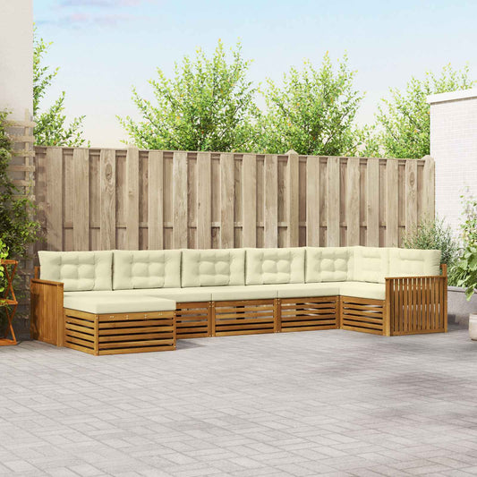 Set di divani da esterno con cuscino 7 pcs Naturale e Crema
