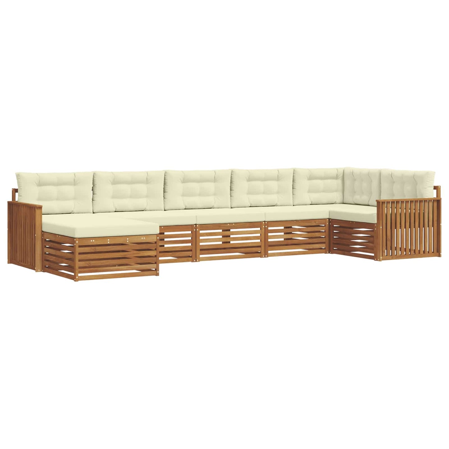 Set di divani da esterno con cuscino 7 pcs Naturale e Crema | homemem39