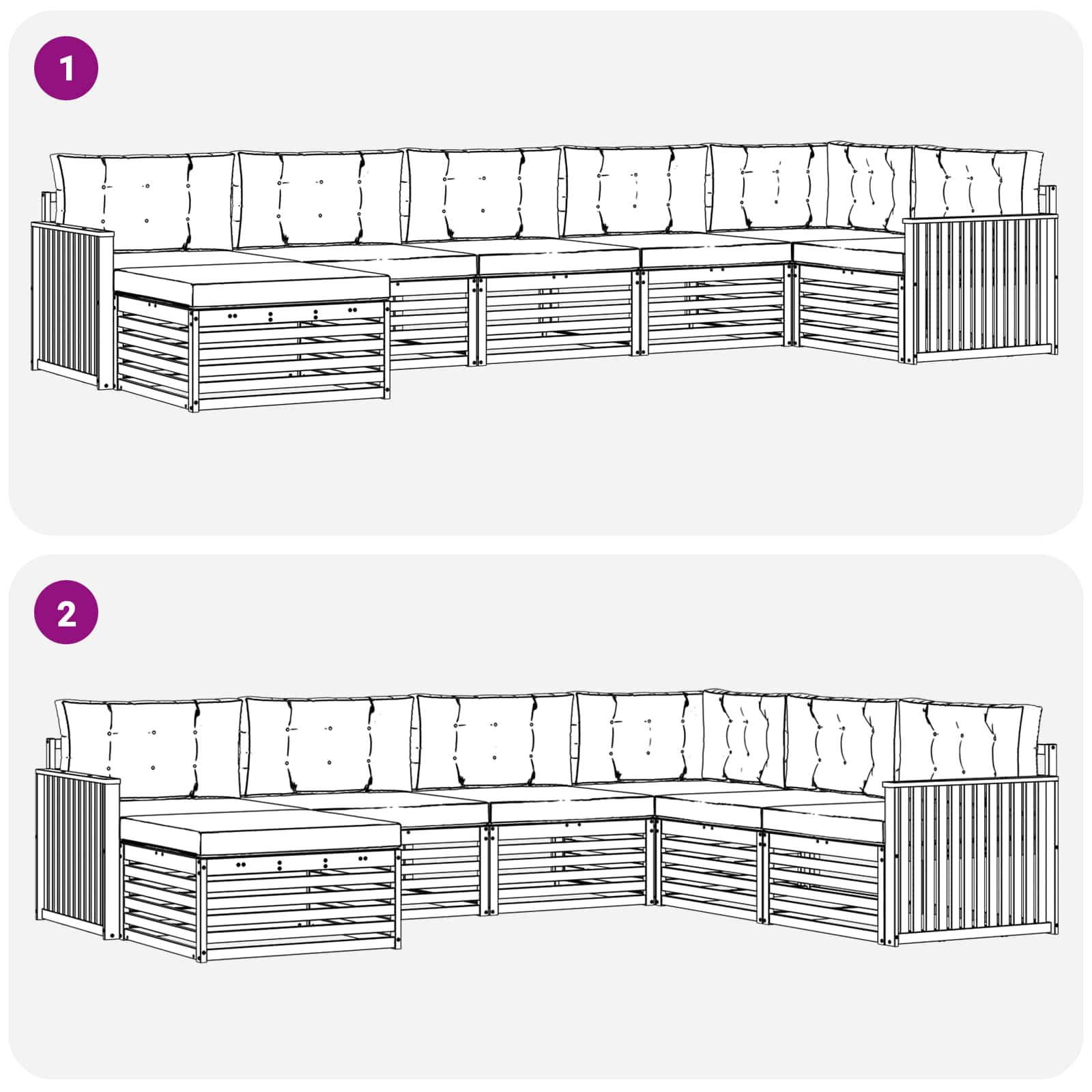Set di divani da esterno con cuscino 7 pcs Naturale e Antracite | homemem39