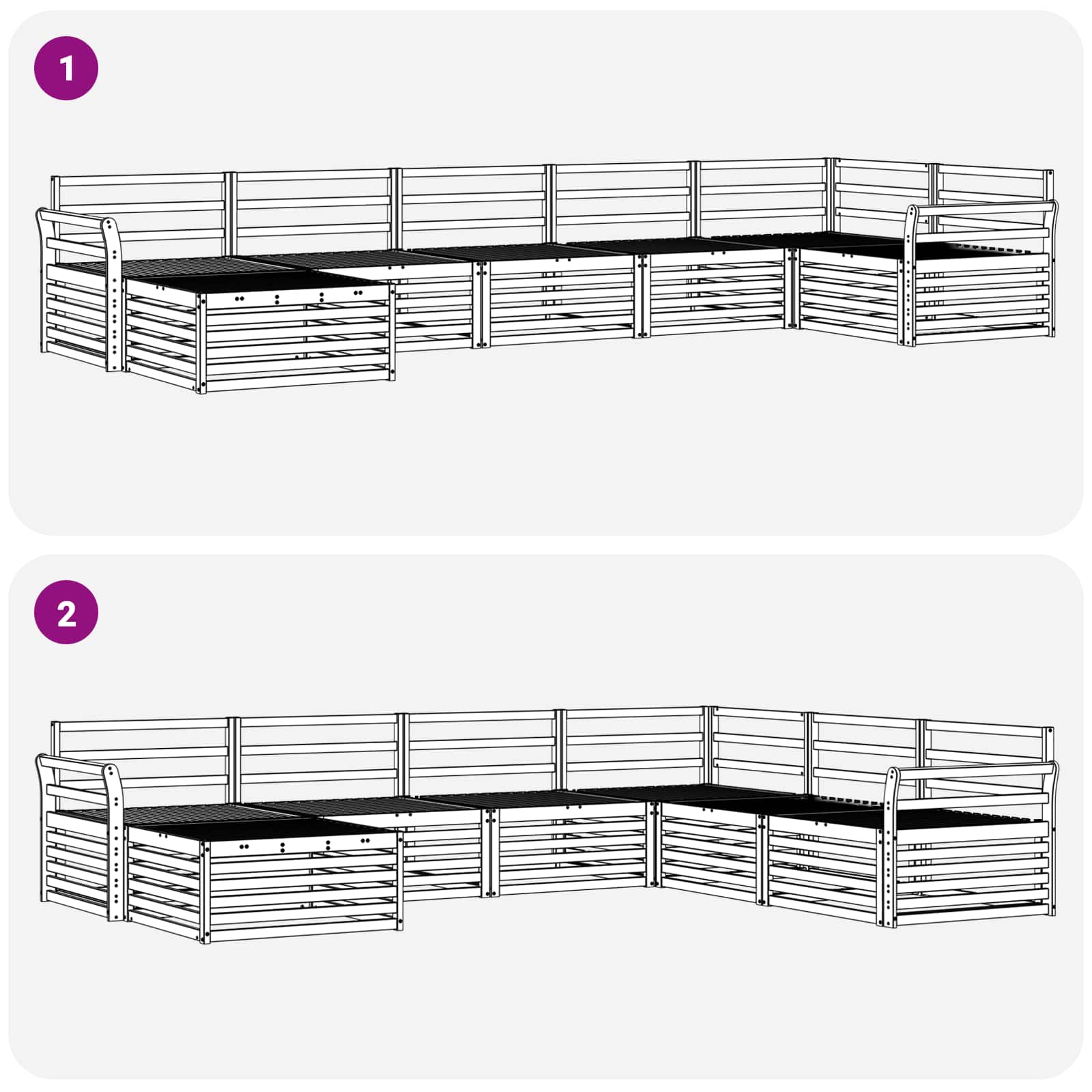 Set di divani da esterno 7 pcs Naturale | homemem39