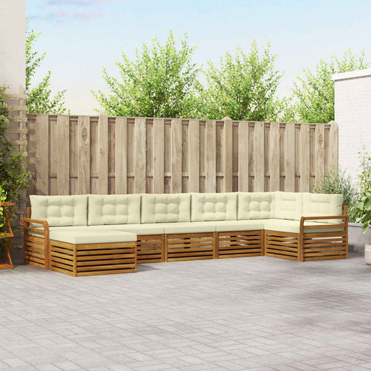 Set di divani da esterno con cuscino 7 pcs Naturale e Crema
