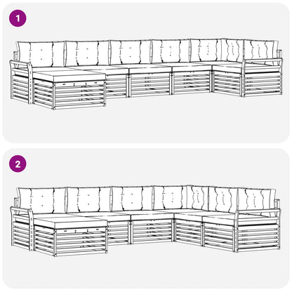 Set di divani da esterno con cuscino 7 pcs Naturale e Antracite