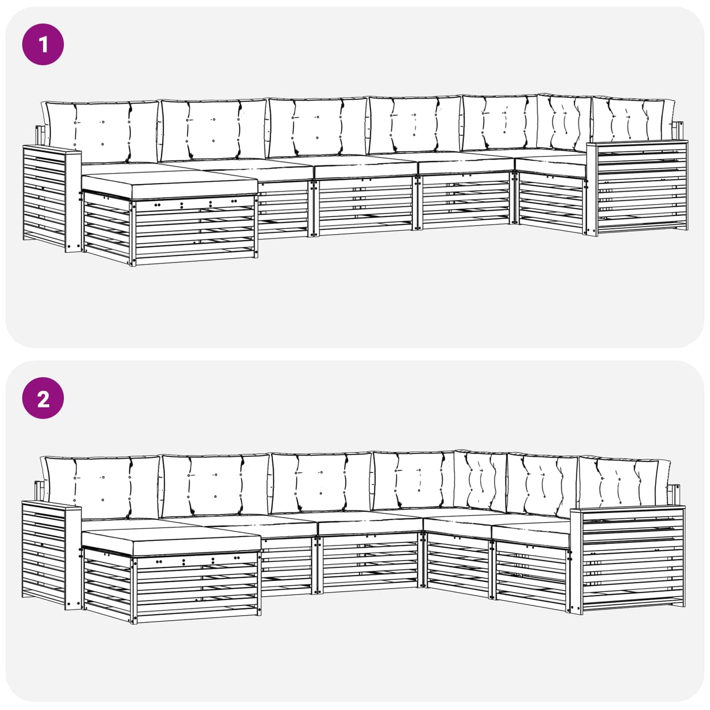 Set di divani da esterno 7 pcs Grigio Naturale e Chiaro | homemem39
