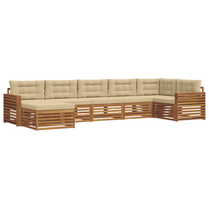 Set di divani da esterno con cuscino 7 pcs Naturale e Beige | homemem39