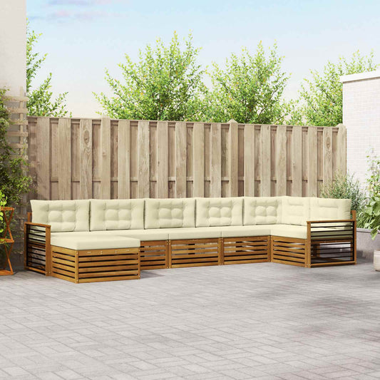 Set di divani da esterno con cuscino 7 pcs Naturale e Crema | homemem39