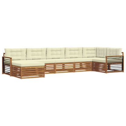 Set di divani da esterno con cuscino 7 pcs Naturale e Crema | homemem39