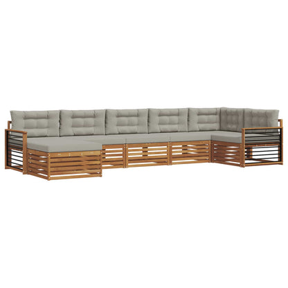Set di divani da esterno 7 pcs Grigio Naturale e Chiaro | homemem39