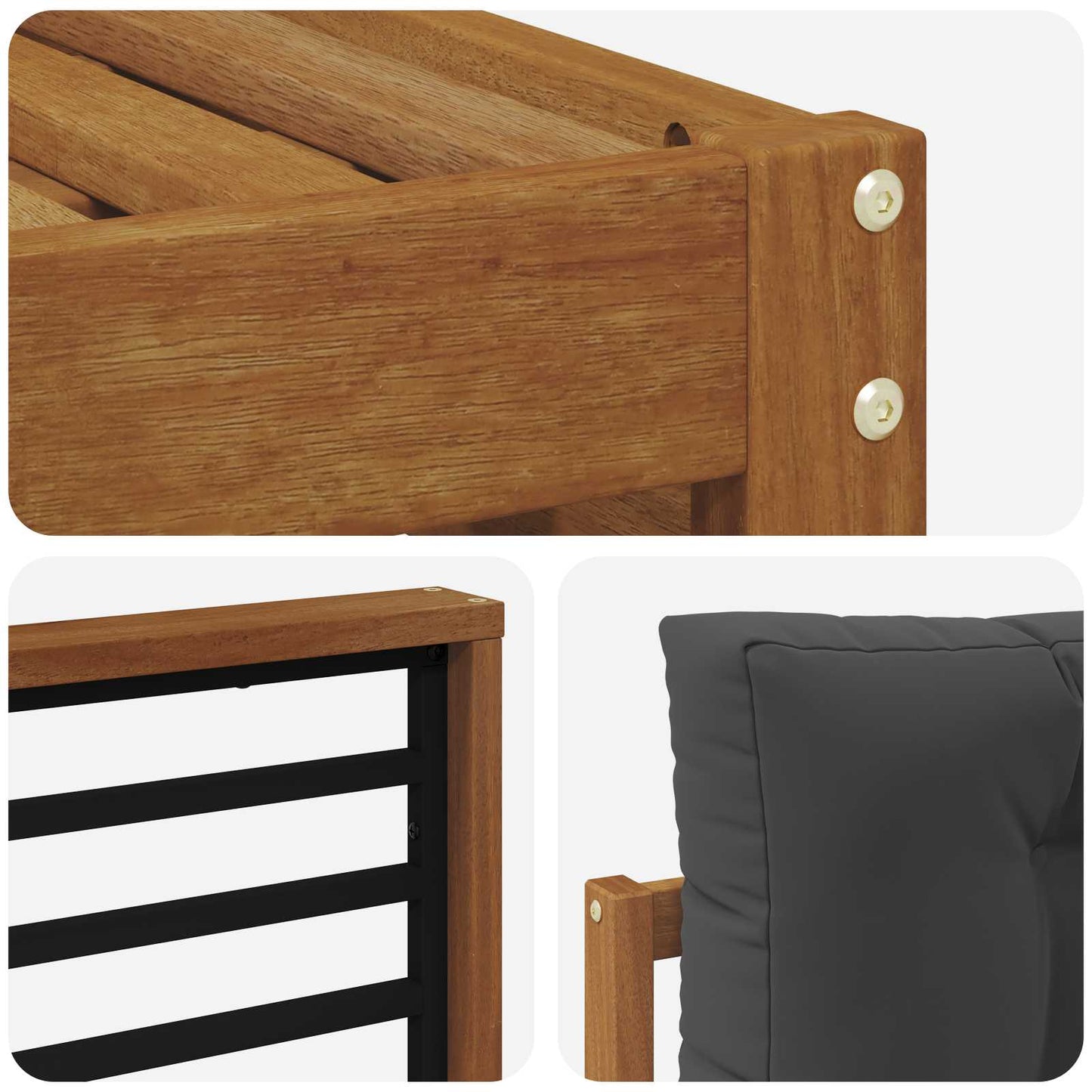 Set di divani da esterno con cuscino 7 pcs Naturale e Antracite | homemem39
