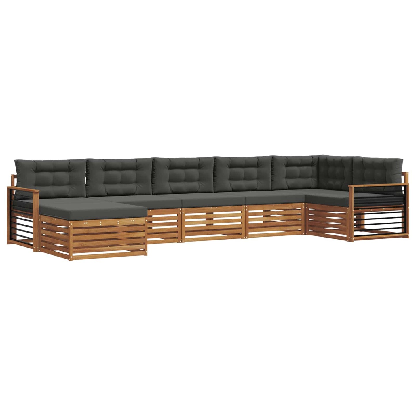 Set di divani da esterno con cuscino 7 pcs Naturale e Antracite | homemem39