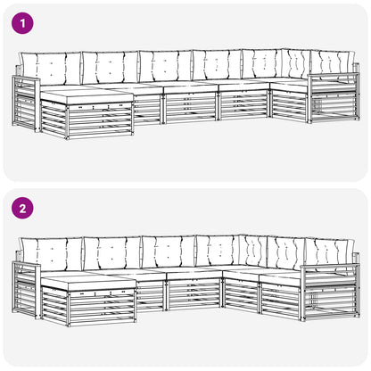 Set di divani da esterno con cuscino 7 pcs Naturale e Antracite | homemem39