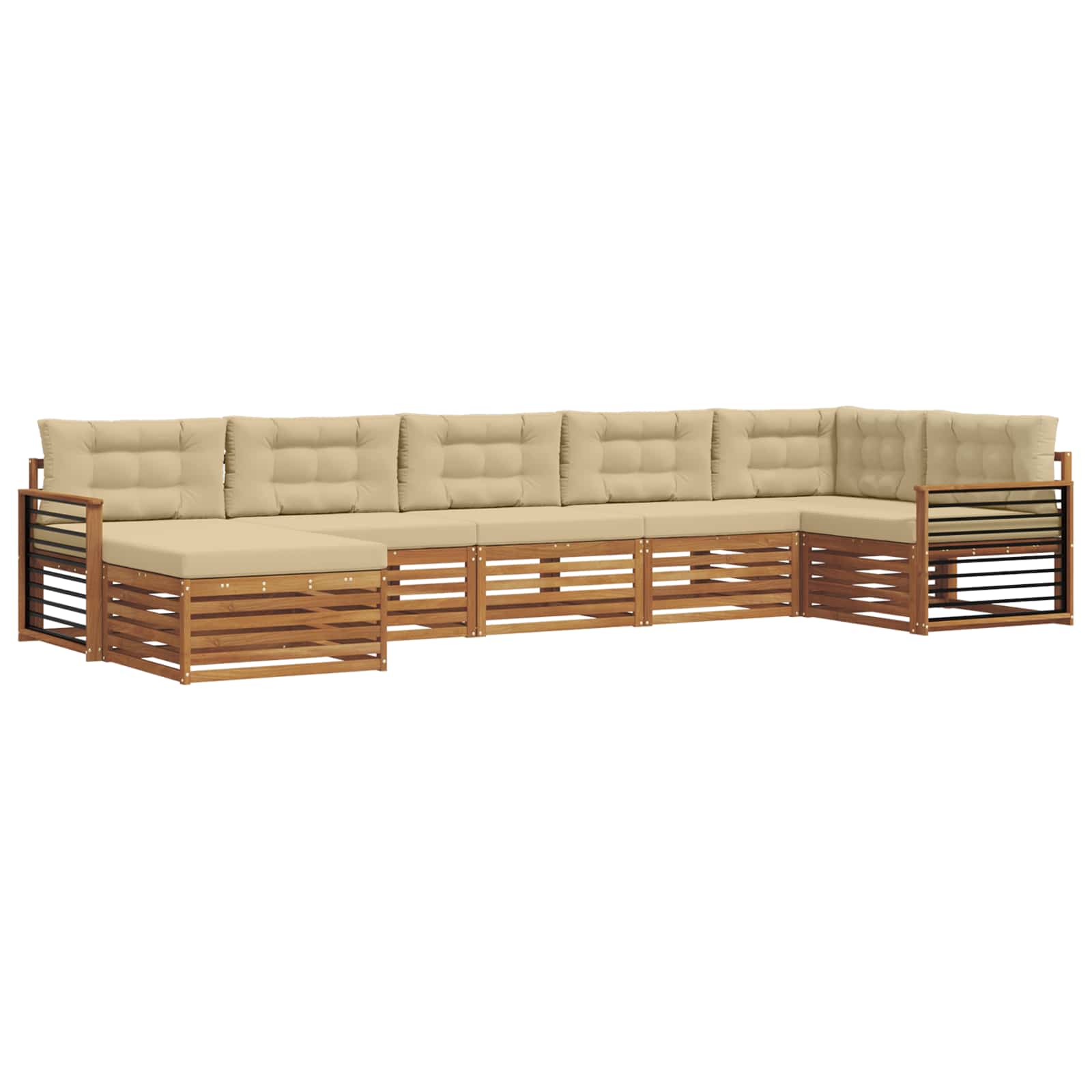 Set di divani da esterno con cuscino 7 pcs Naturale e Beige | homemem39