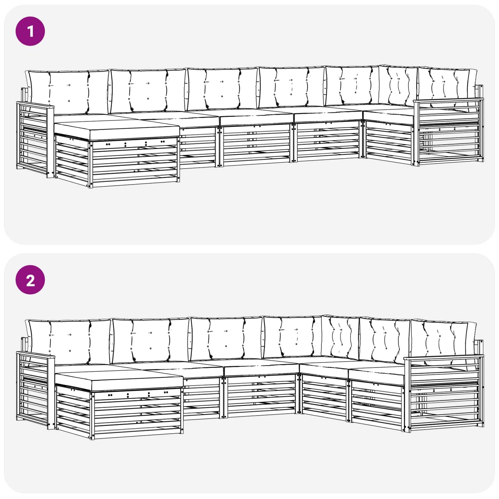 Set di divani da esterno con cuscino 7 pcs Naturale e Beige | homemem39
