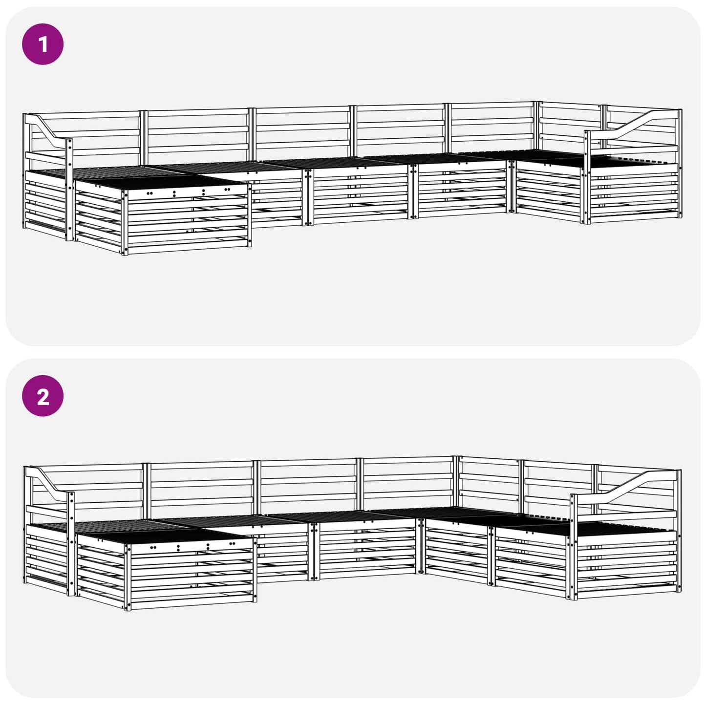 Set di divani da esterno 7 pcs Naturale | homemem39