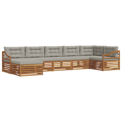 Set di divani da esterno 7 pcs Grigio Naturale e Chiaro | homemem39