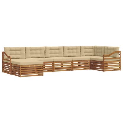 Set di divani da esterno con cuscino 7 pcs Naturale e Beige | homemem39
