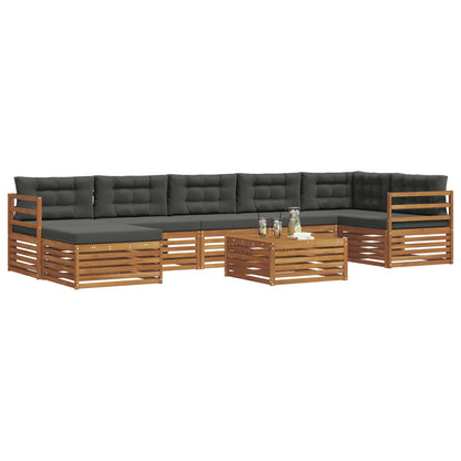Set di divani da esterno con cuscino 8 pcs Naturale e Antracite | homemem39