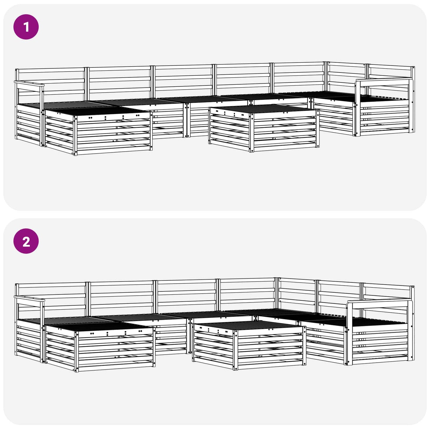 Set di divani da esterno 8 pcs Naturale