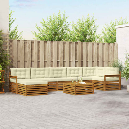 Set di divani da esterno con cuscino 8 pcs Naturale e Crema