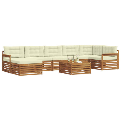 Set di divani da esterno con cuscino 8 pcs Naturale e Crema