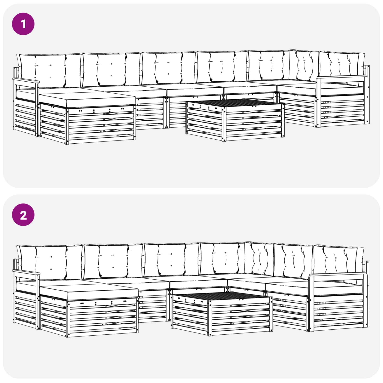 Set di divani da esterno con cuscino 8 pcs Naturale e Crema | homemem39