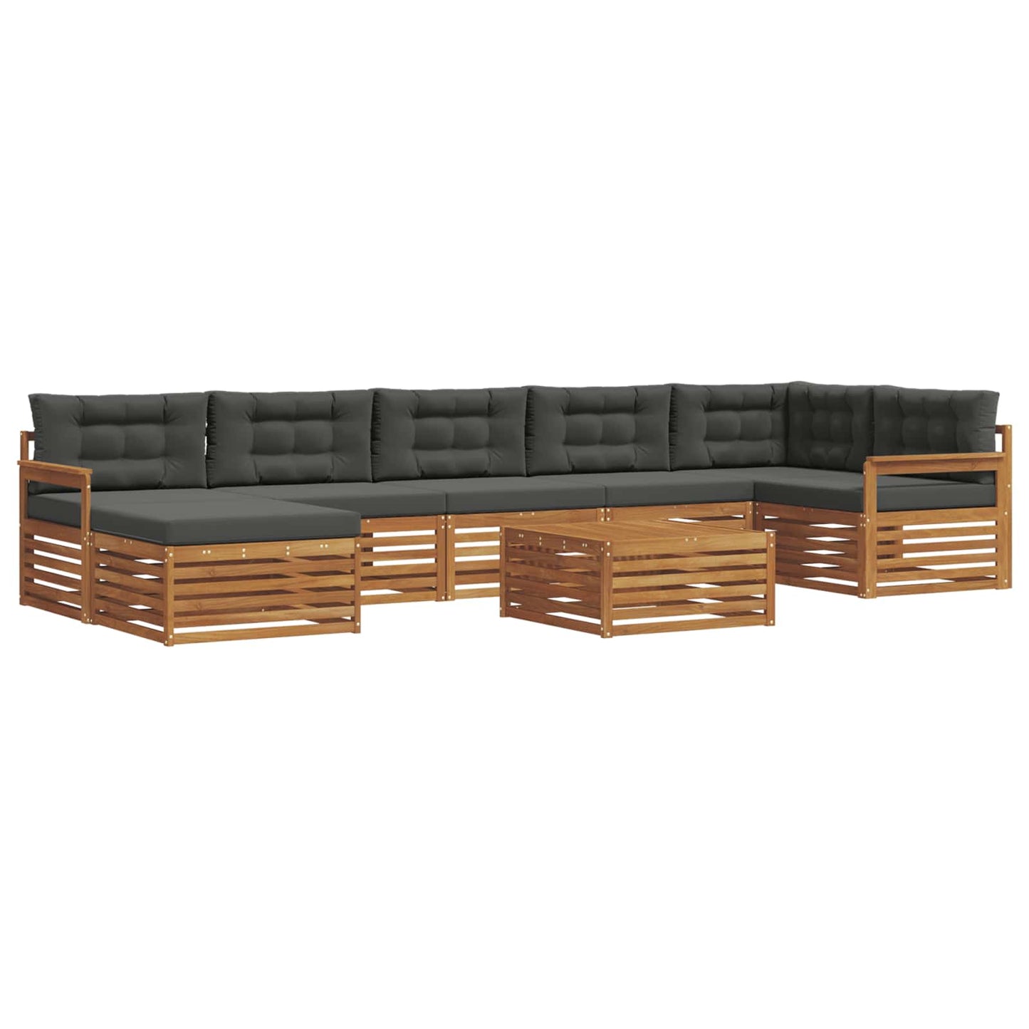 Set di divani da esterno con cuscino 8 pcs Naturale e Antracite | homemem39
