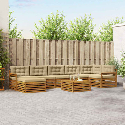 Set di divani da esterno con cuscino 8 pcs Naturale e Beige