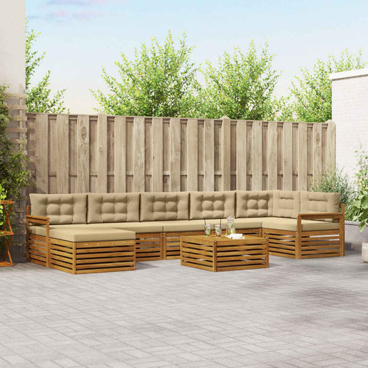 Set di divani da esterno con cuscino 8 pcs Naturale e Beige