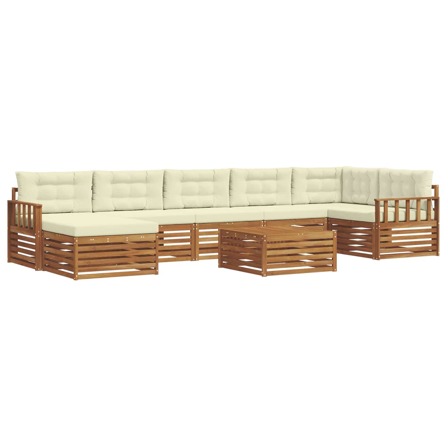 Set di divani da esterno con cuscino 8 pcs Naturale e Crema