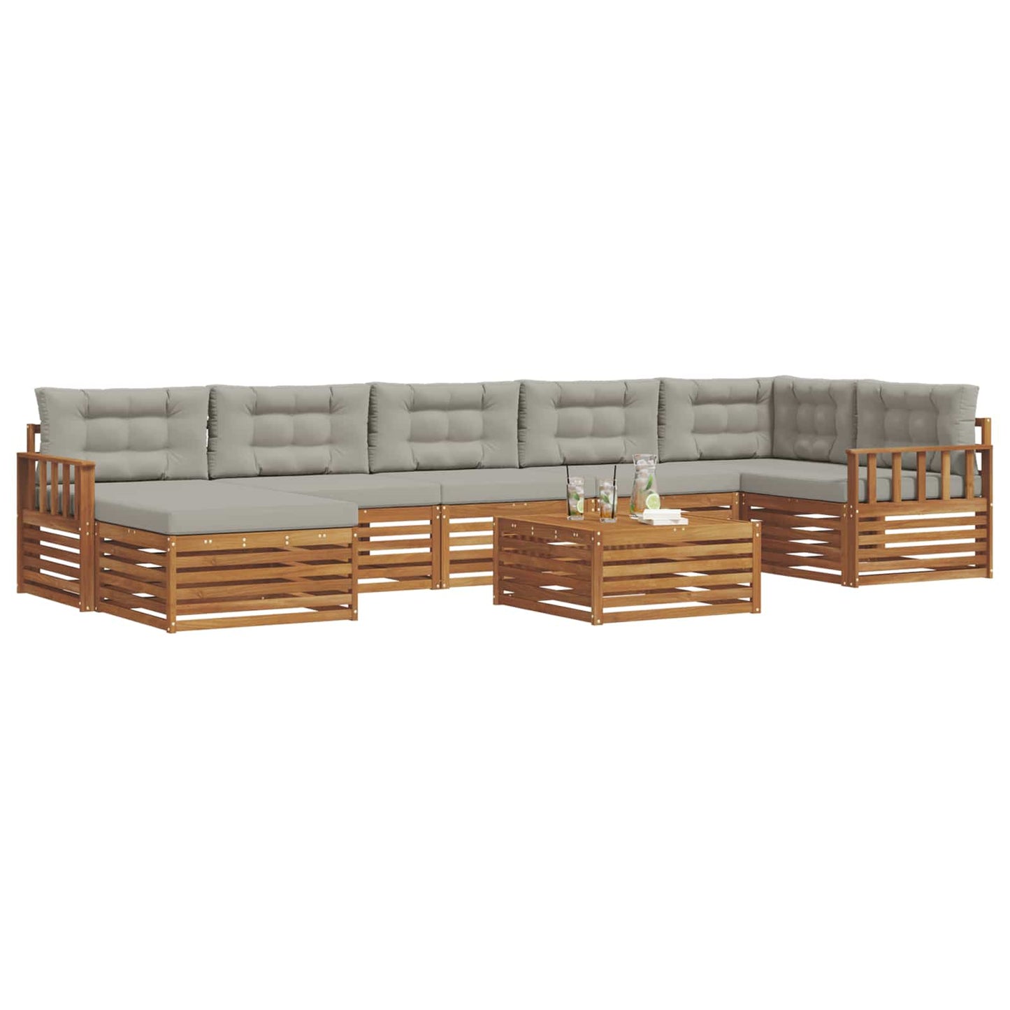 Set di divani da esterno 8 pcs Grigio Naturale e Chiaro | homemem39