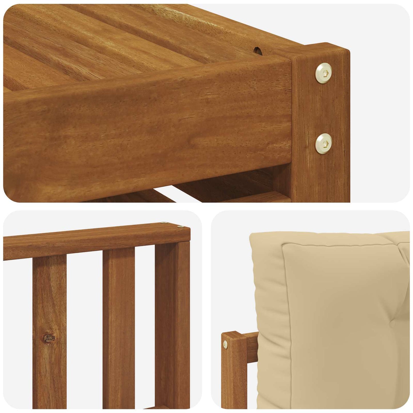 Set di divani da esterno con cuscino 8 pcs Naturale e Beige