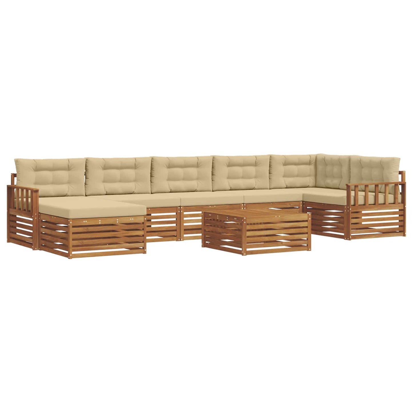 Set di divani da esterno con cuscino 8 pcs Naturale e Beige