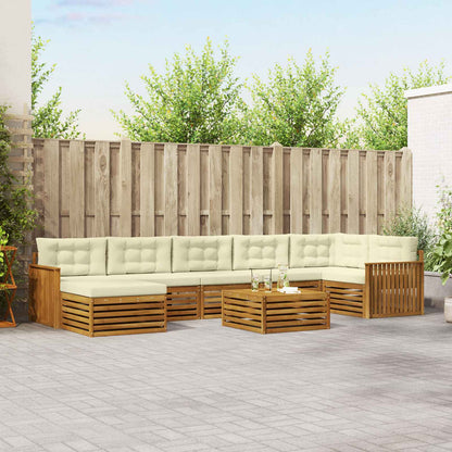 Set di divani da esterno con cuscino 8 pcs Naturale e Crema