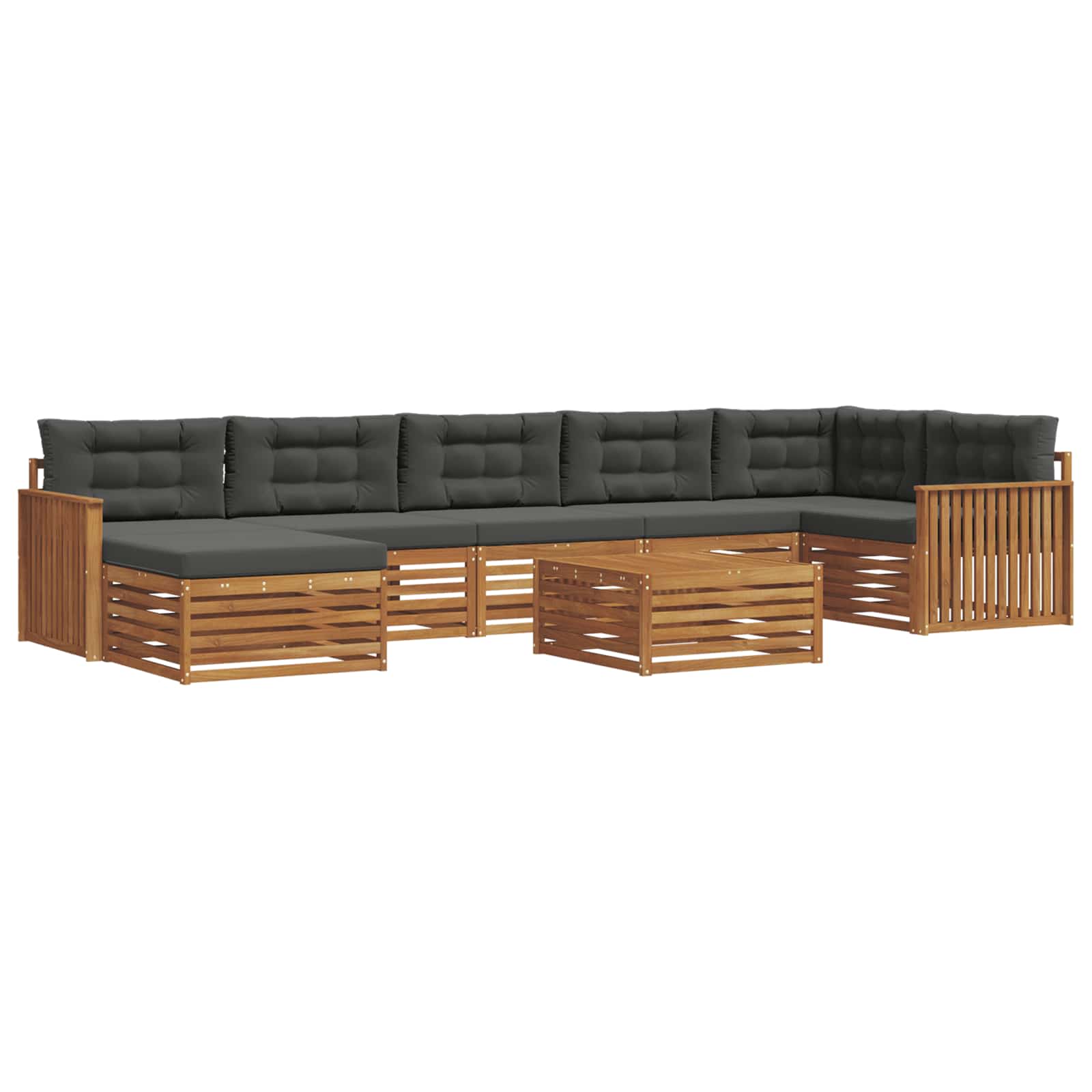 Set di divani da esterno con cuscino 8 pcs Naturale e Antracite | homemem39