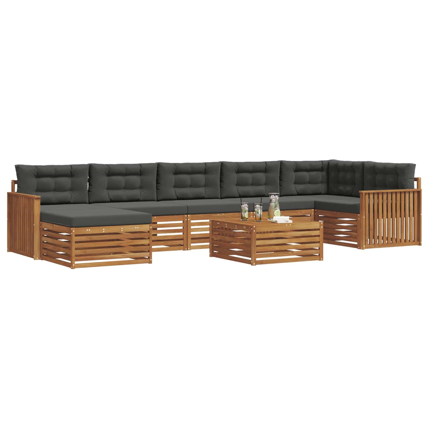 Set di divani da esterno con cuscino 8 pcs Naturale e Antracite | homemem39